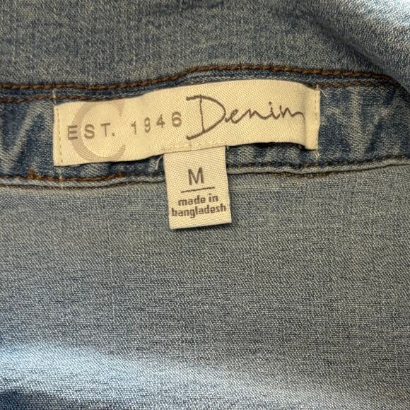 Denim Button Up Womens Top - Picture 2 of 6